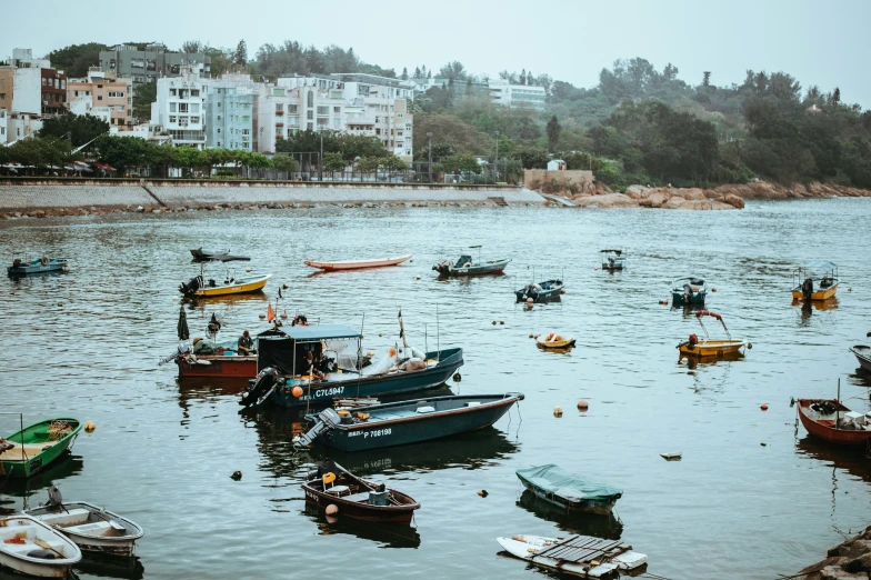 a group of boats sitting in the water