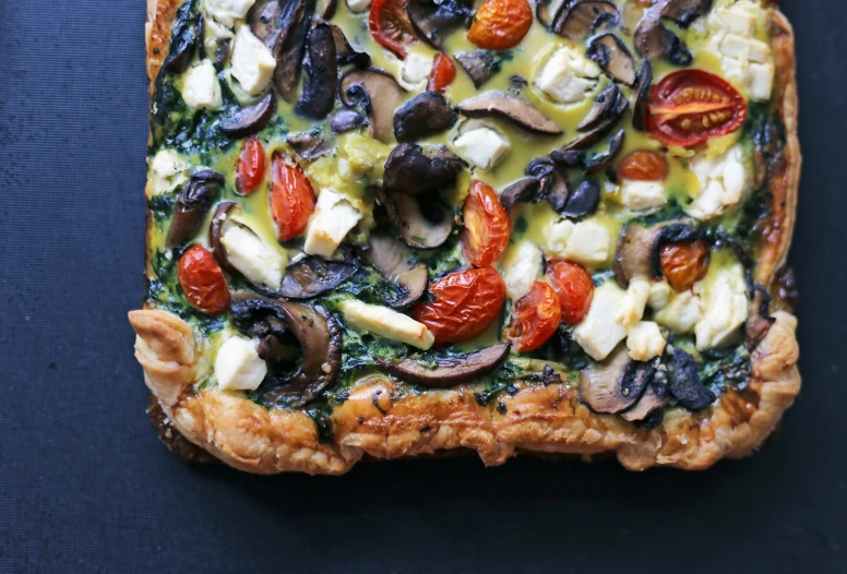 the homemade pastry is made with all the toppings