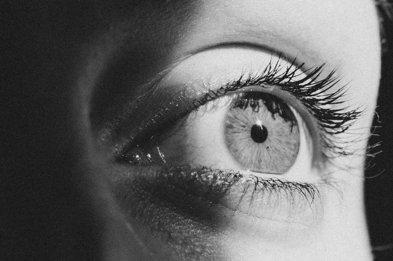 a woman's eye and eyelashes are shown