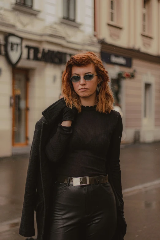 an image of woman with red hair outside