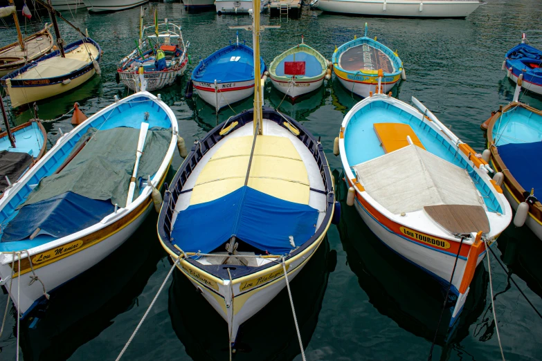 several boats in water with many sails in them