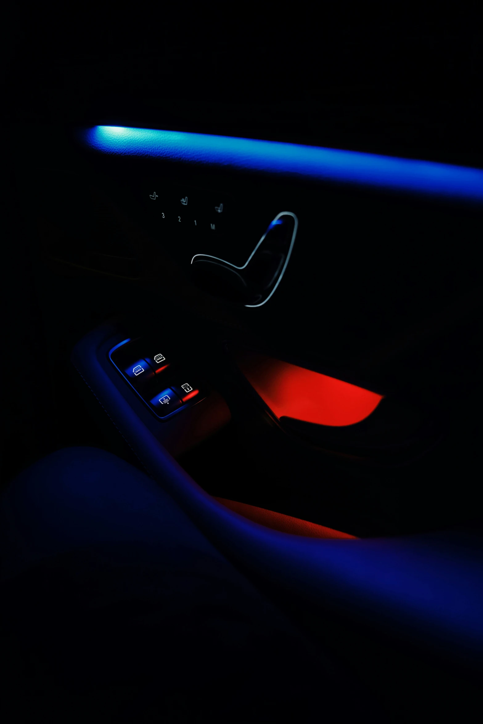 the lights are on in a vehicle at night