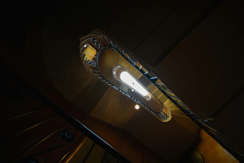 the lighting fixture inside a stairwell in a building