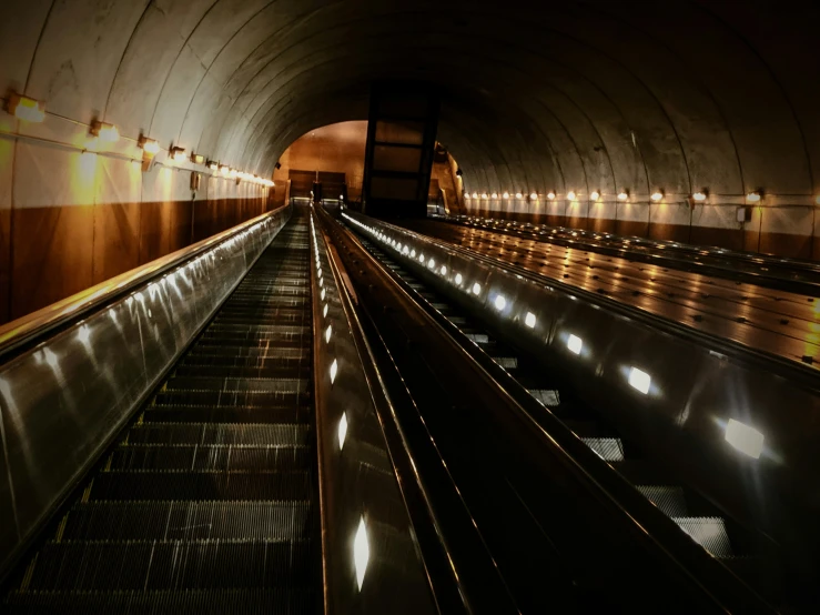 an empty passenger train tunnel in the city