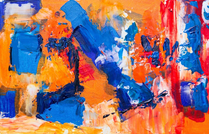 a painting with multiple different colores of abstract designs