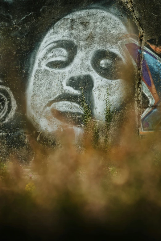 a graffiti picture behind a wire fence