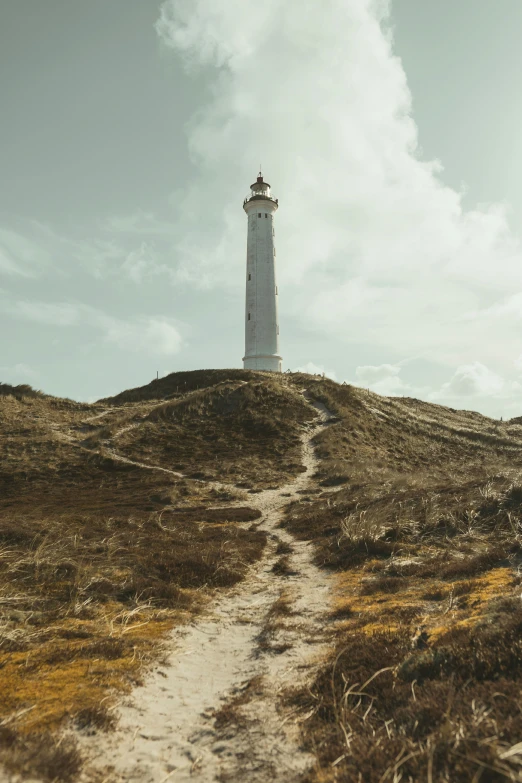 a lighthouse sitting on top of a hill