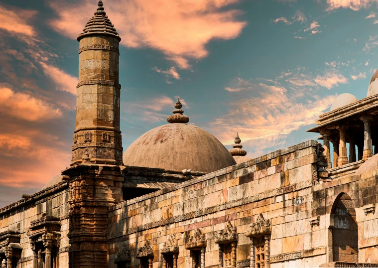 two ancient buildings that look old and old