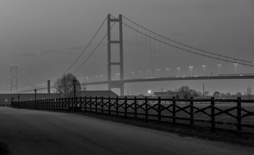 a black and white po of the mackl bridge