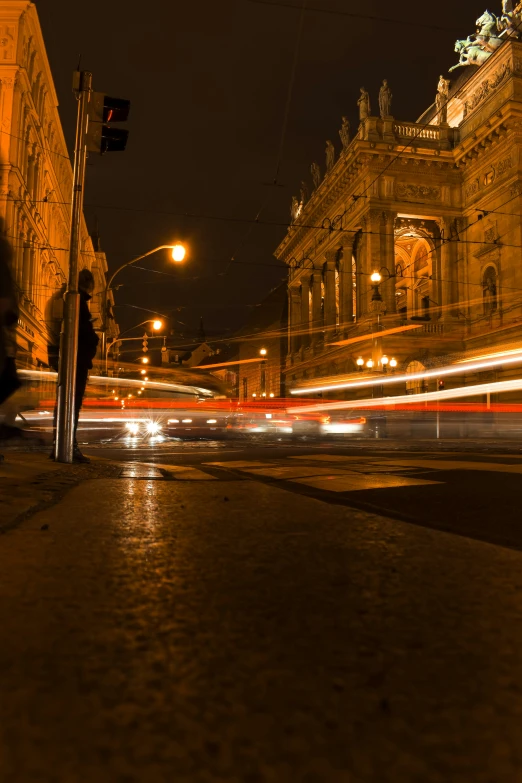 long exposure pograph of a city street at night