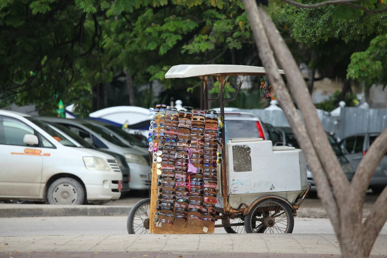 this is an image of a cart selling shoes