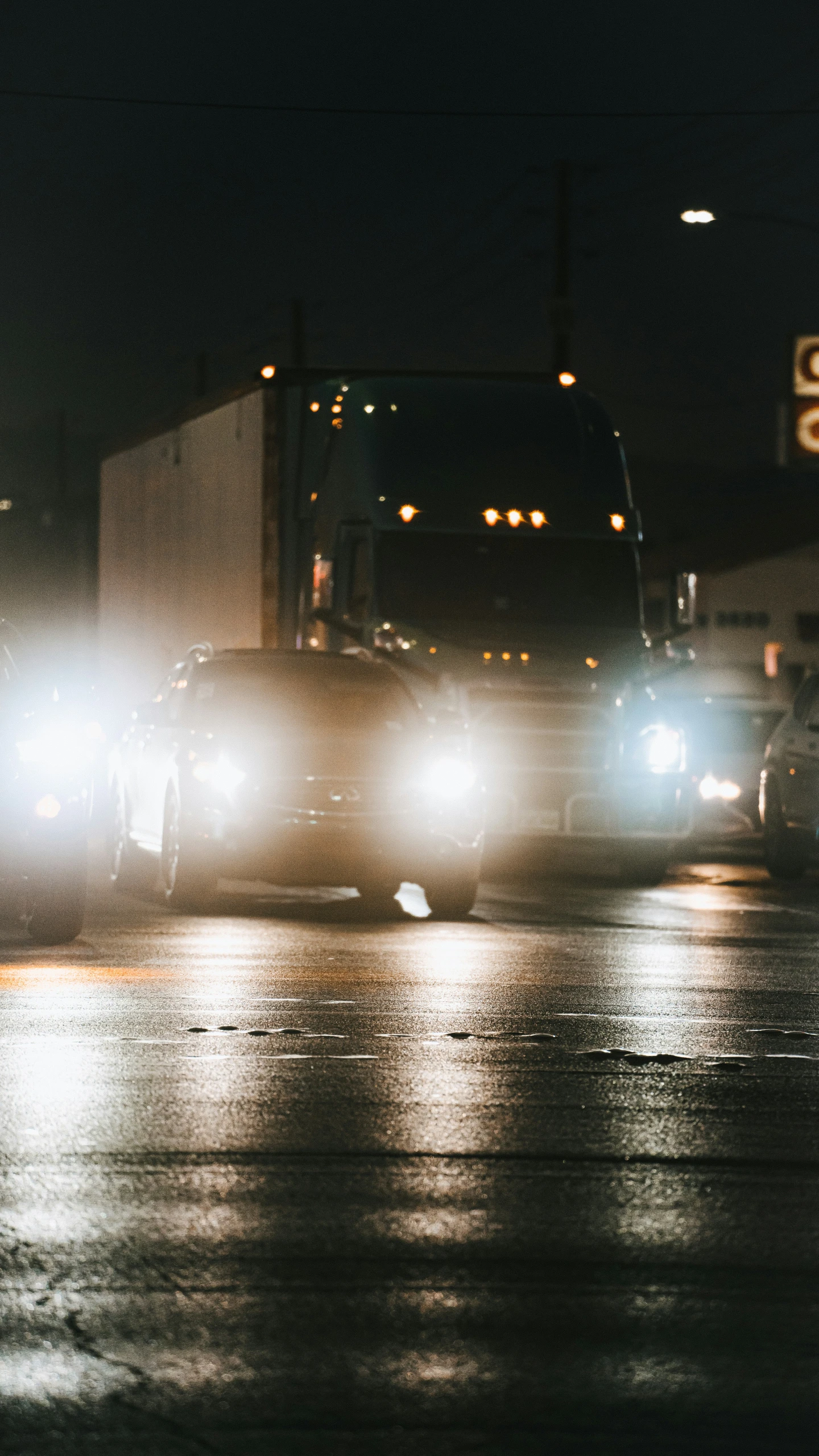 traffic on the busy street at night time