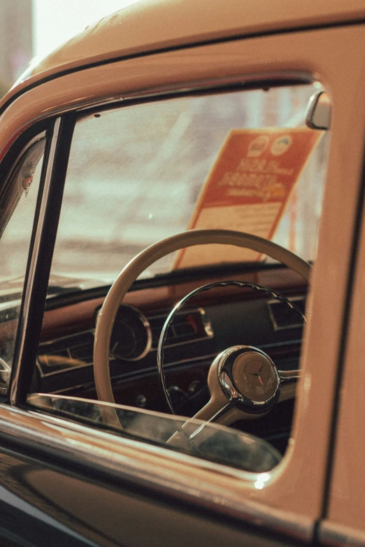 an old fashioned car shows that the interior is now very clean