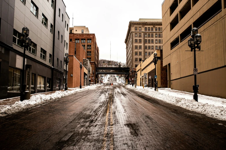 the streets are very narrow with many snow on them