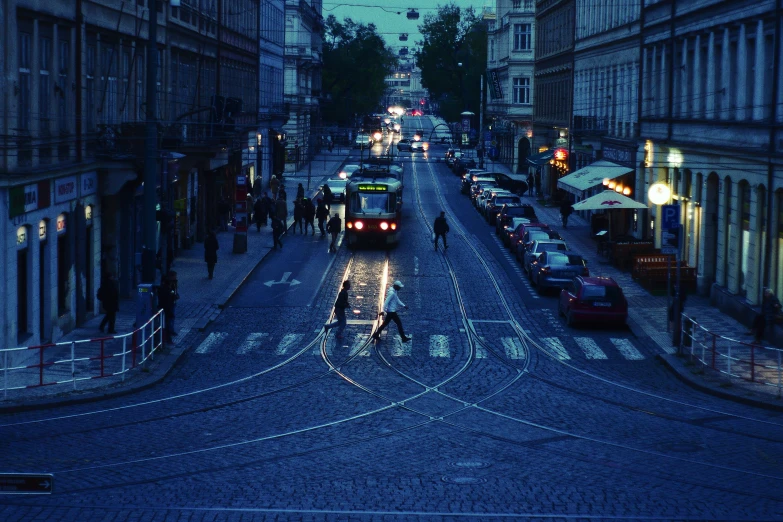 a night time city street filled with traffic