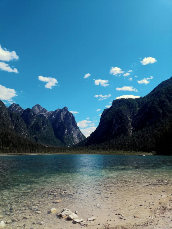 a large body of water surrounded by mountains