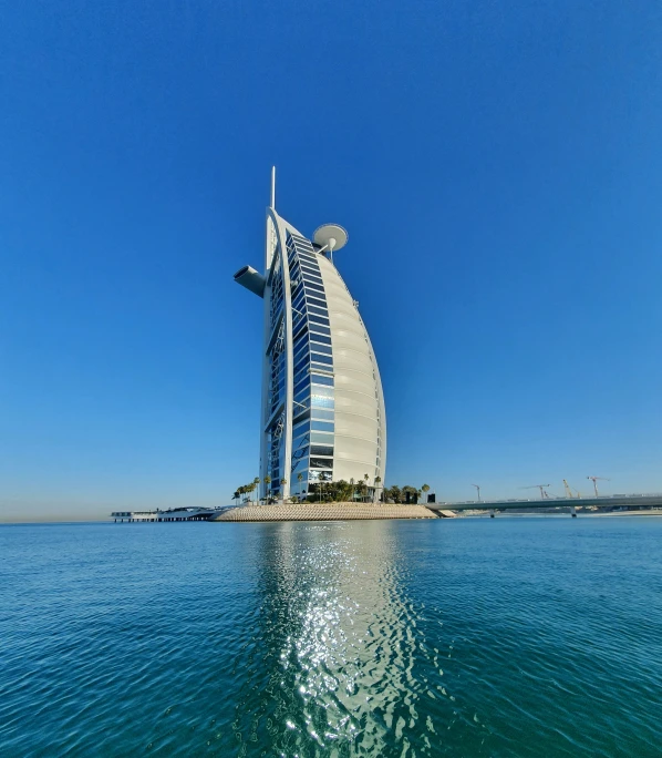 there is a large building on top of the water