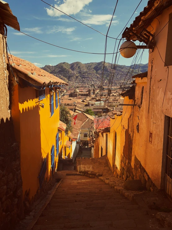 a city street with buildings and a sky line