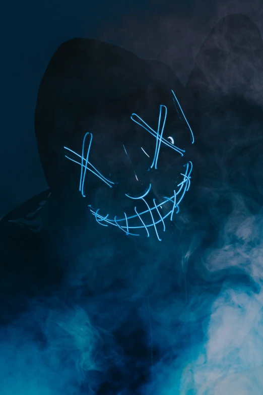 a mask on a dark blue background