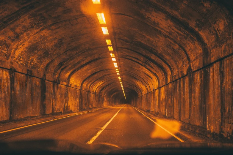 a large tunnel with no one inside at night