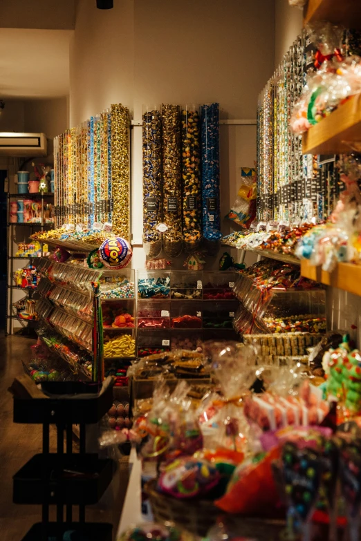 a store with different types of candy and candies