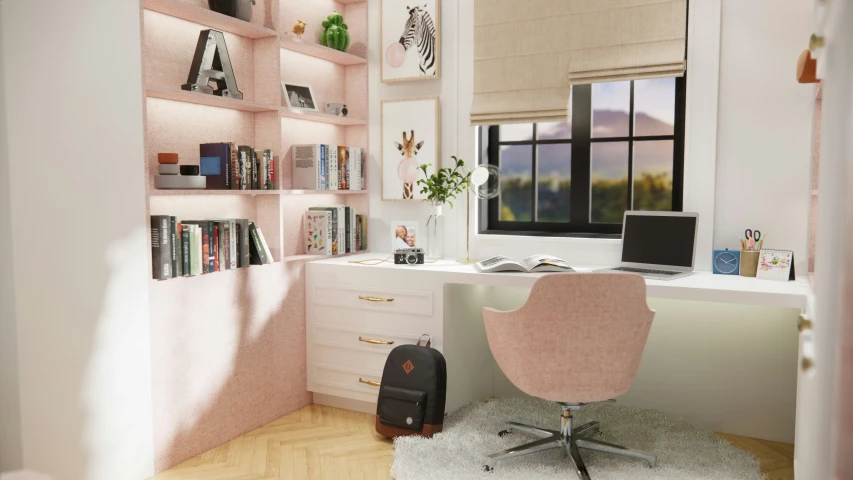 the study area in an apartment with a window open