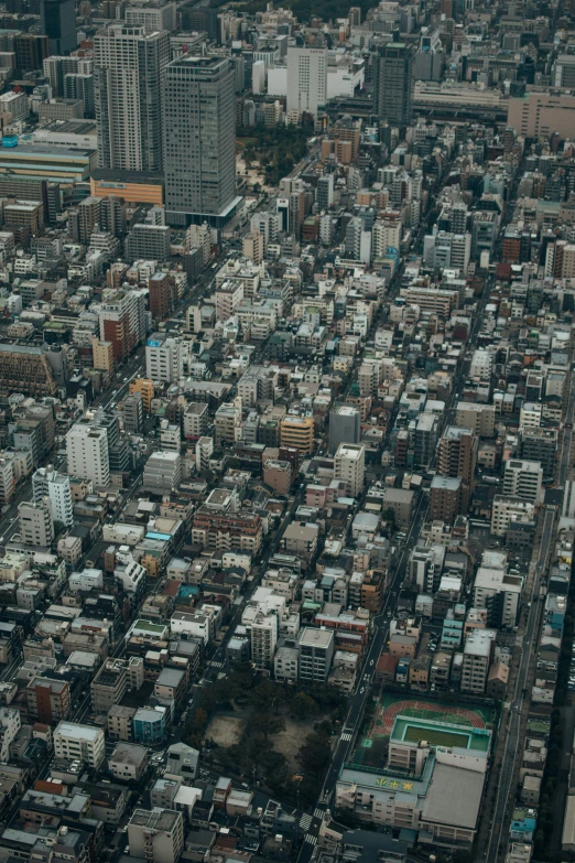 a view of an urban area from an airplane