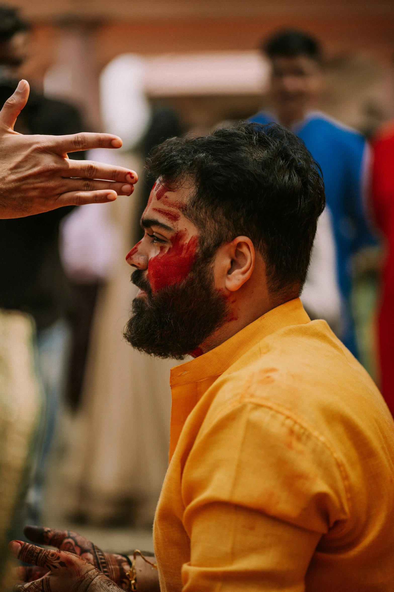 people dressed in indian garb are shown being used as garba