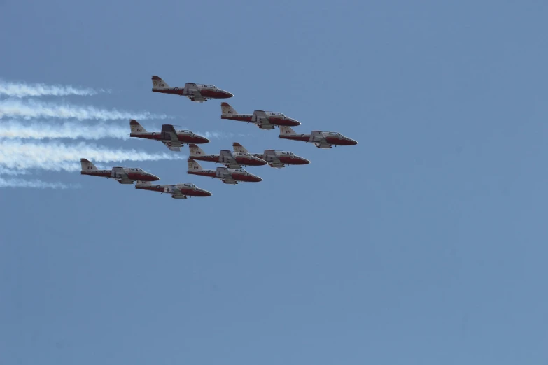 the jets are flying very close together in formation