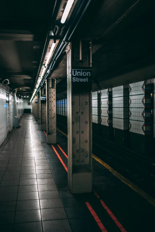 the subway has bright lights inside it