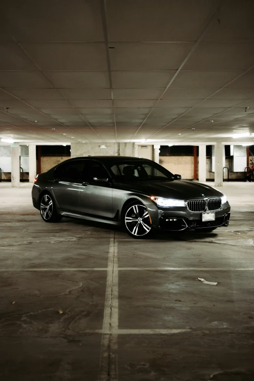 a sleek car is parked in a parking space