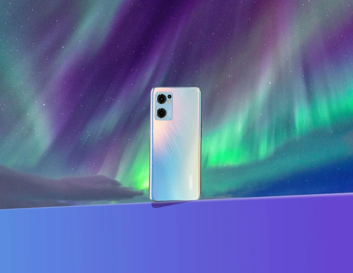 a clear case of oneplus one phone in front of colorful lights