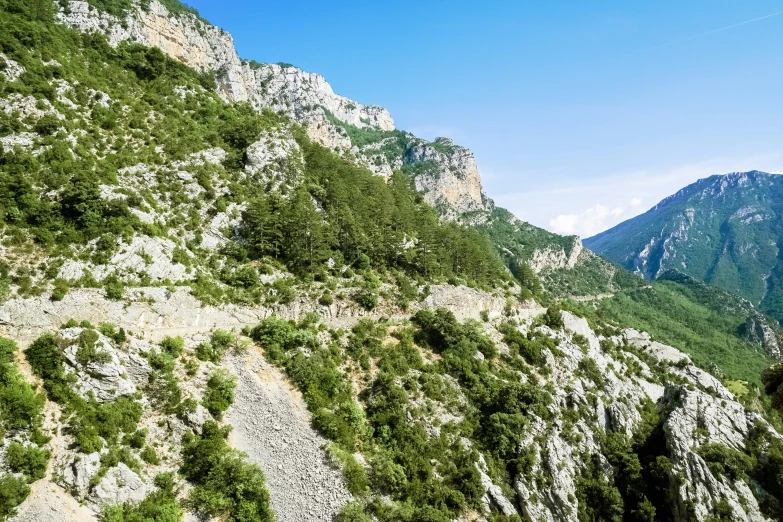 a picture of a mountain with vegetation on the side