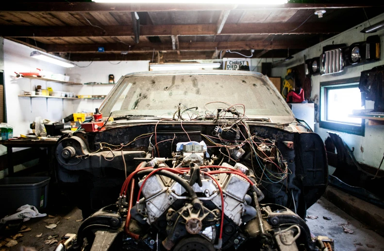 a lot of wires on top of a car