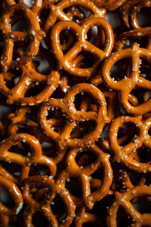 a close - up of some pretzels in some water
