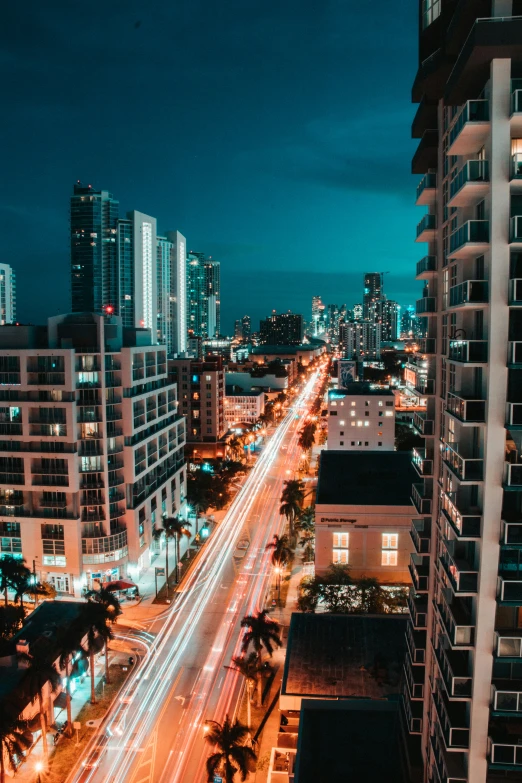 the city at night with a lot of street lights