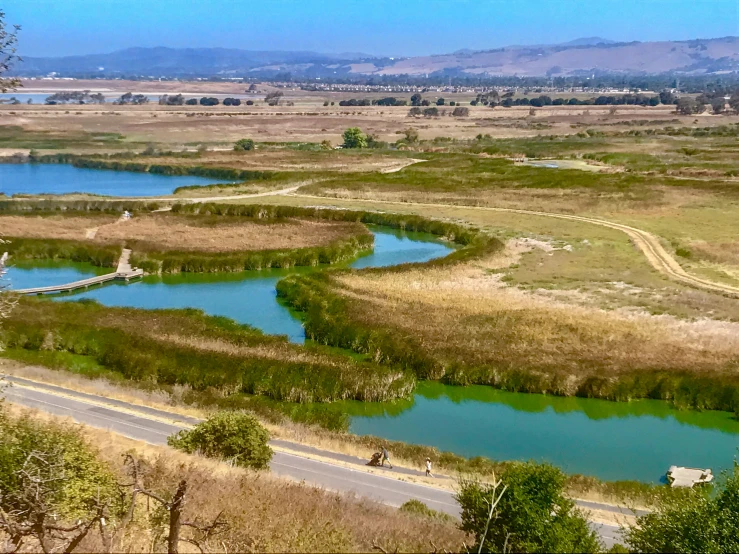 an aerial view of a large body of water