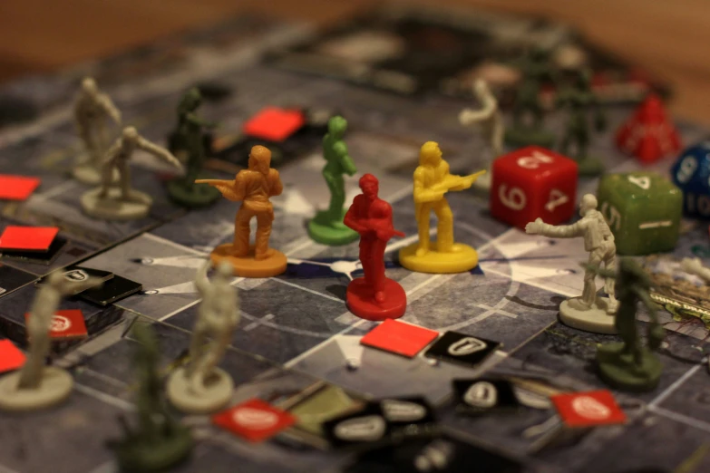a board game showing players moving in a similar direction