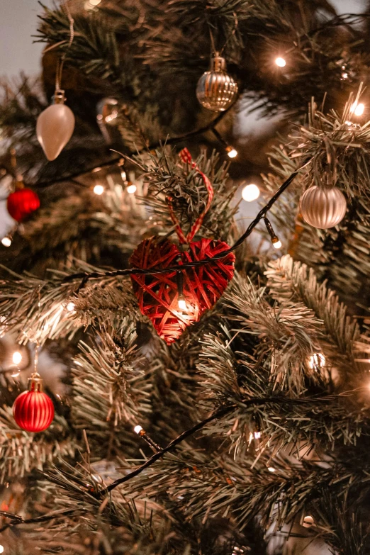 a close - up view of an christmas tree with lights on it