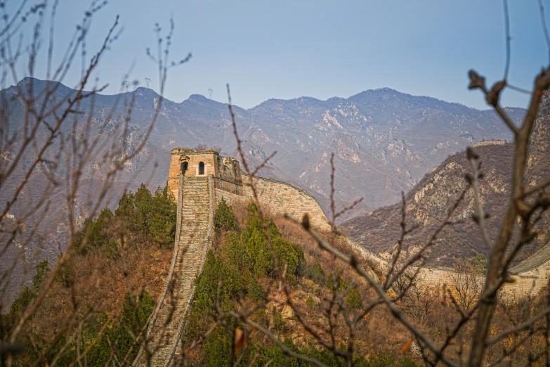 a very steep and tall building on a hill