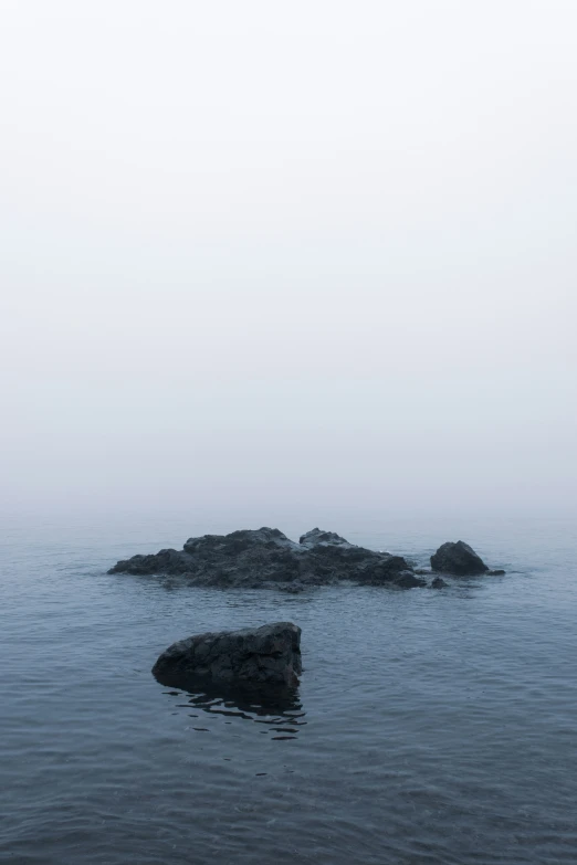 a black and white po of a lonely rock in the middle of the ocean