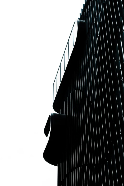 a tall building with many lines and shapes on it