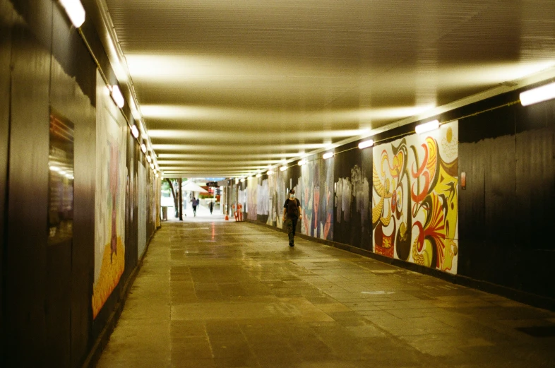 a po of an exit from the subway at night