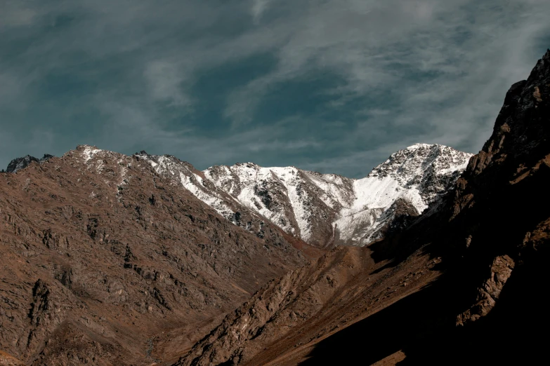 the snow covered mountains on a clear day