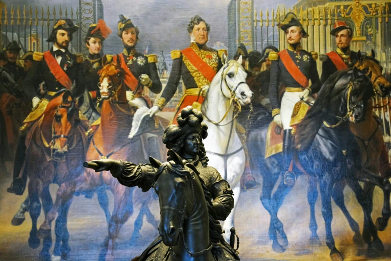 an image of a painting of soldiers and horses