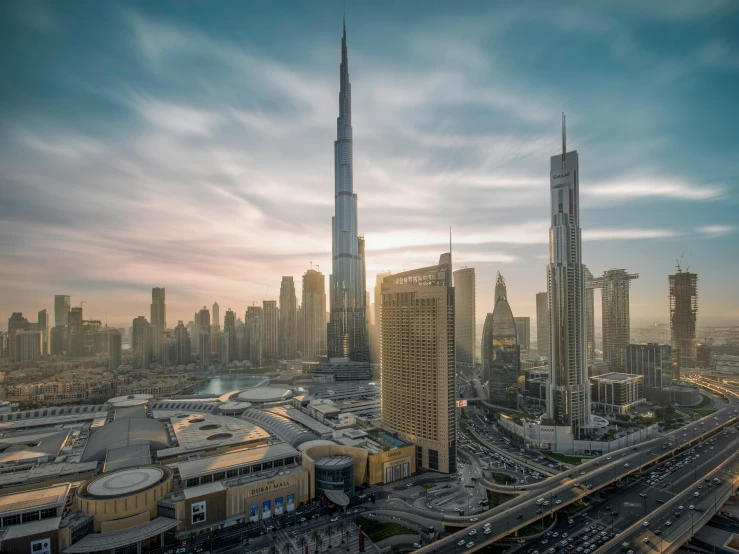 a view of the city with buildings in the middle of it