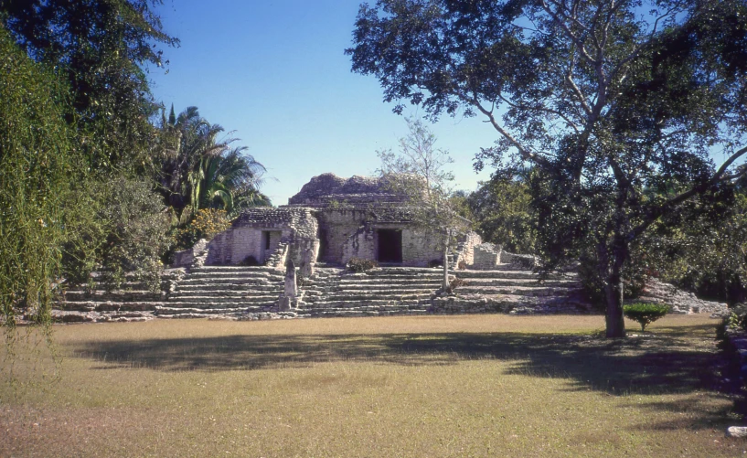 this ancient ruin is set in a shady area