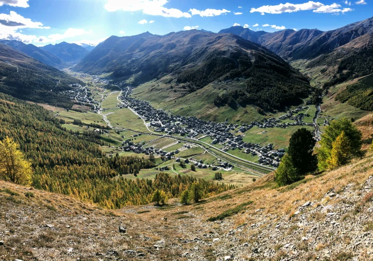 the town is nestled on the side of a mountain