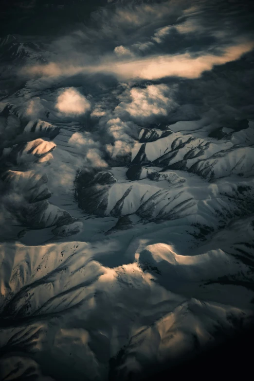 a view from a very high altitude airplane window