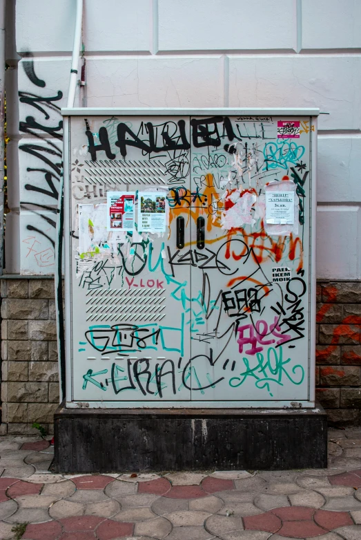 a group of graffiti writing on the side of a building